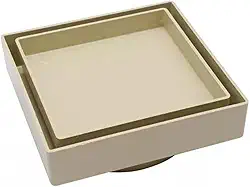 Ralo Invisível Oculto Sifonado 15x15cm para Piso e Porcelanato – Design Moderno, Anticheiro, Alta Vazão (Bege Claro)