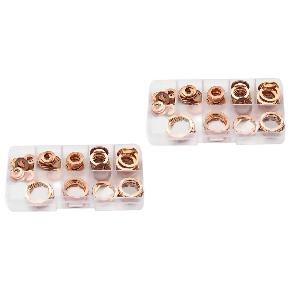 OUNONA 160piezas Arandelas De Cobre Surtidas Para Tapón De Drenaje Kit De Juntas De Sello Con Caja Portátil Para Motores y Equipos Hidráulicos