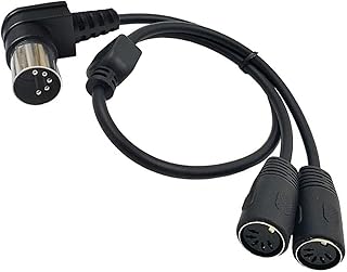 MOOKEENONE 90 Degree Angle 5 Pin DIN Y Splitter MIDI Cable Adapter, Dual 2 x DIN-5 Female Extension Audio Cable