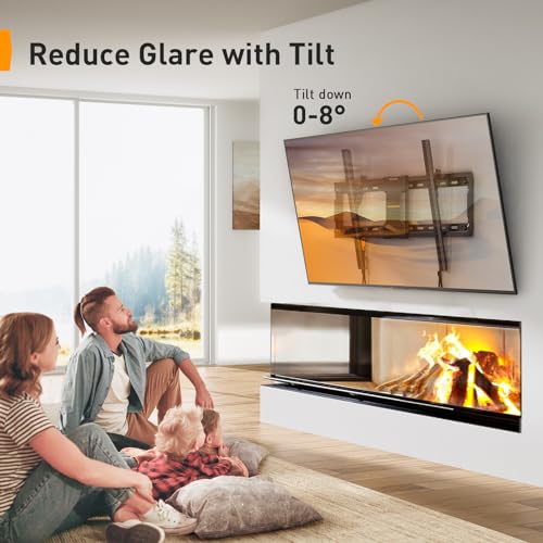Image of Perlegear Tilting TV Wall Mount for Most 37-82 inch TVs up to 132 lbs, Low Profile Tilt TV Mount Wall Bracket for Flat or Curved TVs, Fits 24 inch /18 inch /16 inch Studs, Max VESA 600x400mm, PGLT2