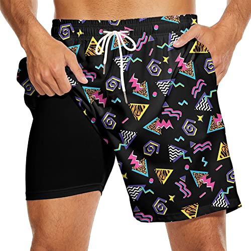 80s Men's Swim Trunks with Compression Liner 7