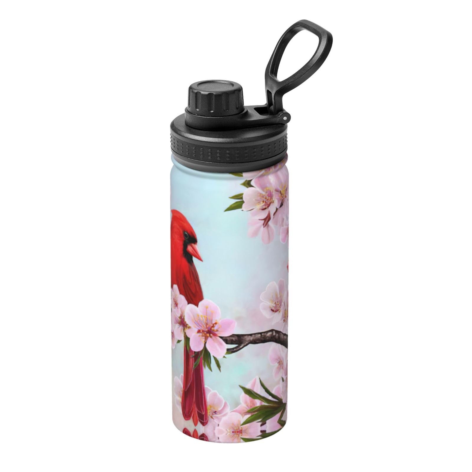 Kfjghhl Insulated Stainless Red Bird Branch Blossom Steel Water Bottle For Sport Gym Travel Leak Camping Hiking Hydration