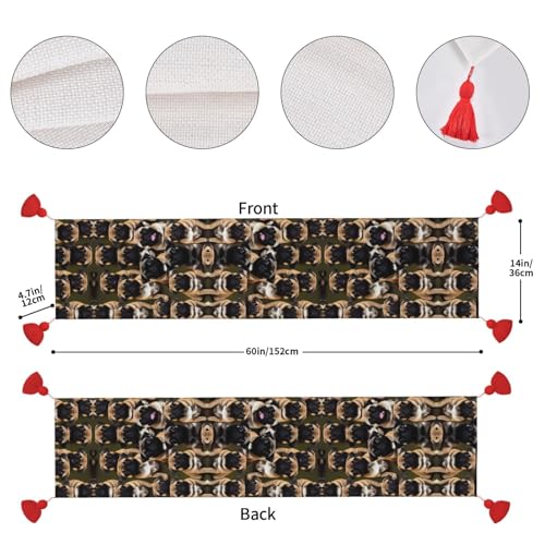Chemin de table imprimé Pug d'ornement standard pour repas - 5
