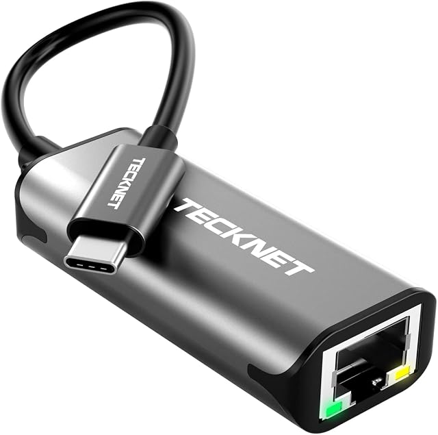 USB C to Ethernet Adapter, TECKNET Type C Thunderbolt 3 RJ45 10/100/1000 Gigabit Ethernet LAN Network Adapter, Compatible with MacBook Pro 2020/2019/2018/2017, MacBook Air, Dell XPS and More