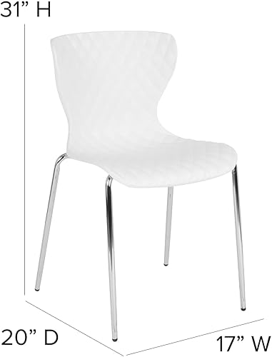 Miniatura 48 de Flash Furniture Lowell Silla apilable de plástico negro con diseño contemporáneo Negro -,Verde (Citrus Green),Gris,Naranja,Púrpura,Blanco,Rojo