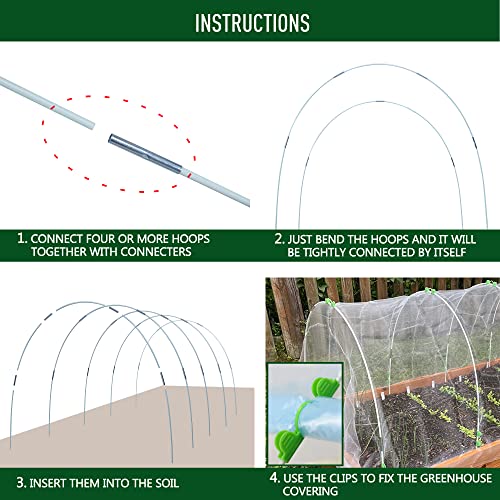 Maxpace Greenhouse Hoops For Diy 3.5Ft Or Wider Grow Tunnel, Rust-Free Fiberglass Support Hoops Frame For Garden Fabric, Diy Plant Support Garden Stakes, Gardening Supplies, 25Pcs #TOP4