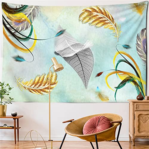 Tapiz psicodélico de plumas para dormitorio 150x100cm