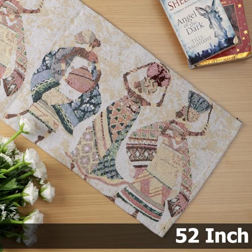 Image of HOKIPO Cotton Jacquard Dining Table 6 Seater Runner, 12x52 Inches (NEW-IN-531-D3)