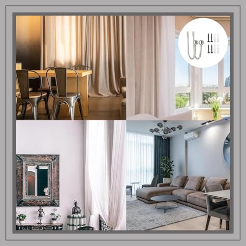 Uskerb 2 Pieces Curtain Tie Backs Hooks - Wall Mounted Curtain Holdbacks with Screws - Chrome Curtain Tie Back Hooks for Home Decor - Silver - Image 4