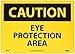 NMC C483RB OSHA Sign, Legend "CAUTION - EYE PROTECTION AREA", 14" Length x 10" Height, Rigid Plastic, Black on Yellow