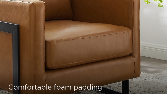 Sillón Plegable Cuero Vegano Negro Marrón miniatura 7