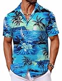 Picture of COOFANDY Mens Hawaiian Shirt Short Sleeve Tropical Shirt for Men Resort Wear Summer Beach Shirts