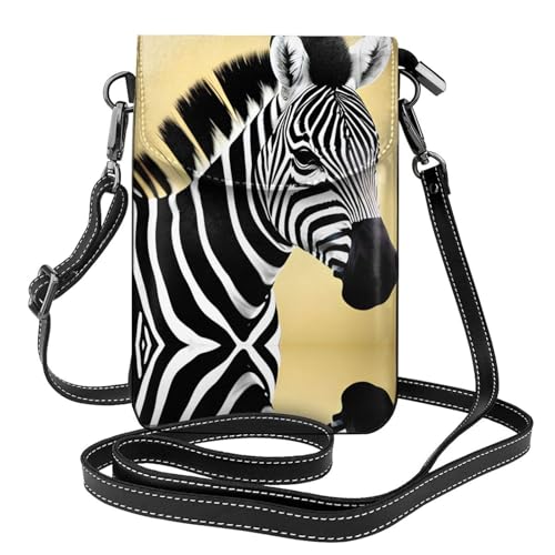 Sac à bandoulière en cuir zèbre pour femme avec porte-cartes intégré