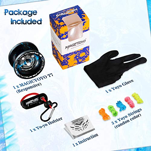 YOSTAR T7 Metal Responsive Yoyo for Kids Beginners with Narrow C Bearing, Easy to Return and Practise String Tricks, Bonus - 5 Replacement Yo-yo Strings, Yo-yo Bag, Yo Yo Glove