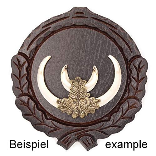 GTK - Juego de 5 placas de cuña talladas oscuras AF 14 cm con 5 hojas de roble, portada pequeña, tabla cuña, tabla de especias, placa de trofeos