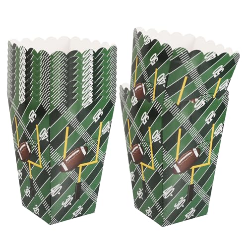 Cabilock 50pcs Football Popcorn Boxes Rugby Printing Paper Candy Containers for Sports Party Favors