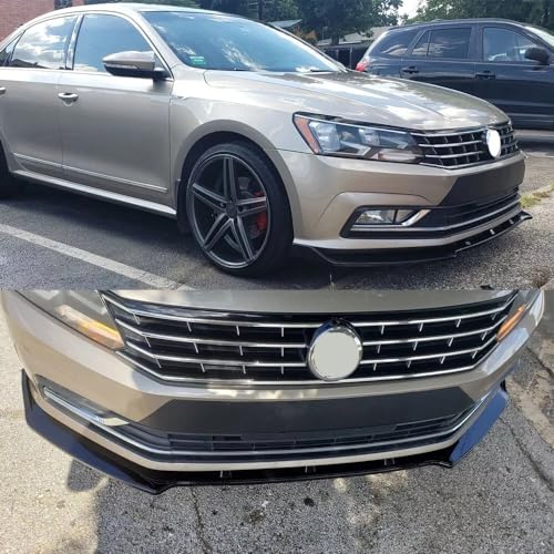 MUTUSAISI Spoiler labial de 3 estágios preto brilhante compatível com VW USA Passat B7 2012-2015