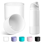 Alwenid 2PCS Silicone Water Bottle Boot for Owala 32 Oz, Anti-Slip Protective Sleeve Bottom Bumper Protector for FreeSip, Twist, and Flip Stainless Steel Water Bottles (Clear)