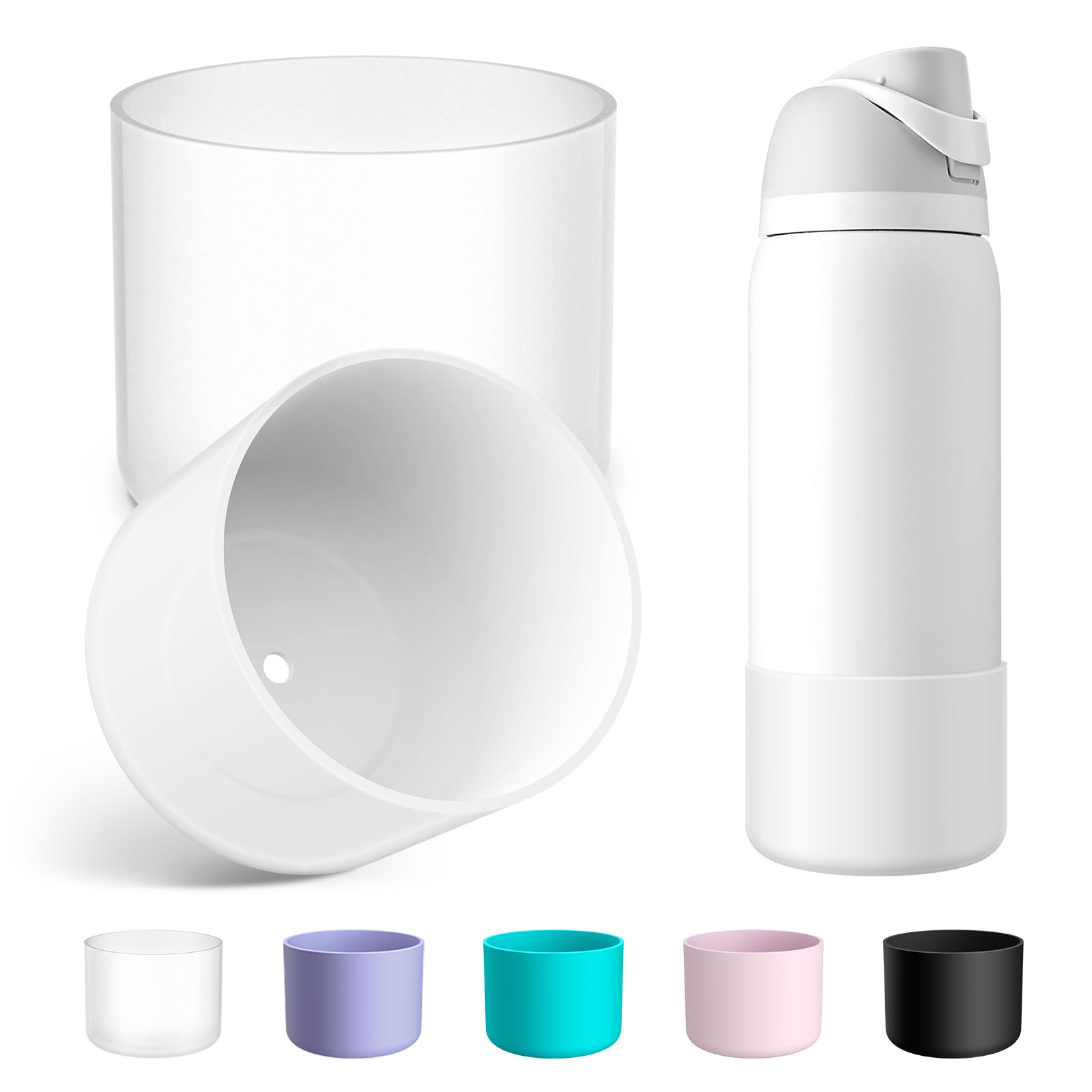 Alwenid 2PCS Silicone Water Bottle Boot for Owala 24oz 32oz 40oz, Anti-Slip Protective Sleeve Bottom Bumper Protector for FreeSip, Twist, and Flip