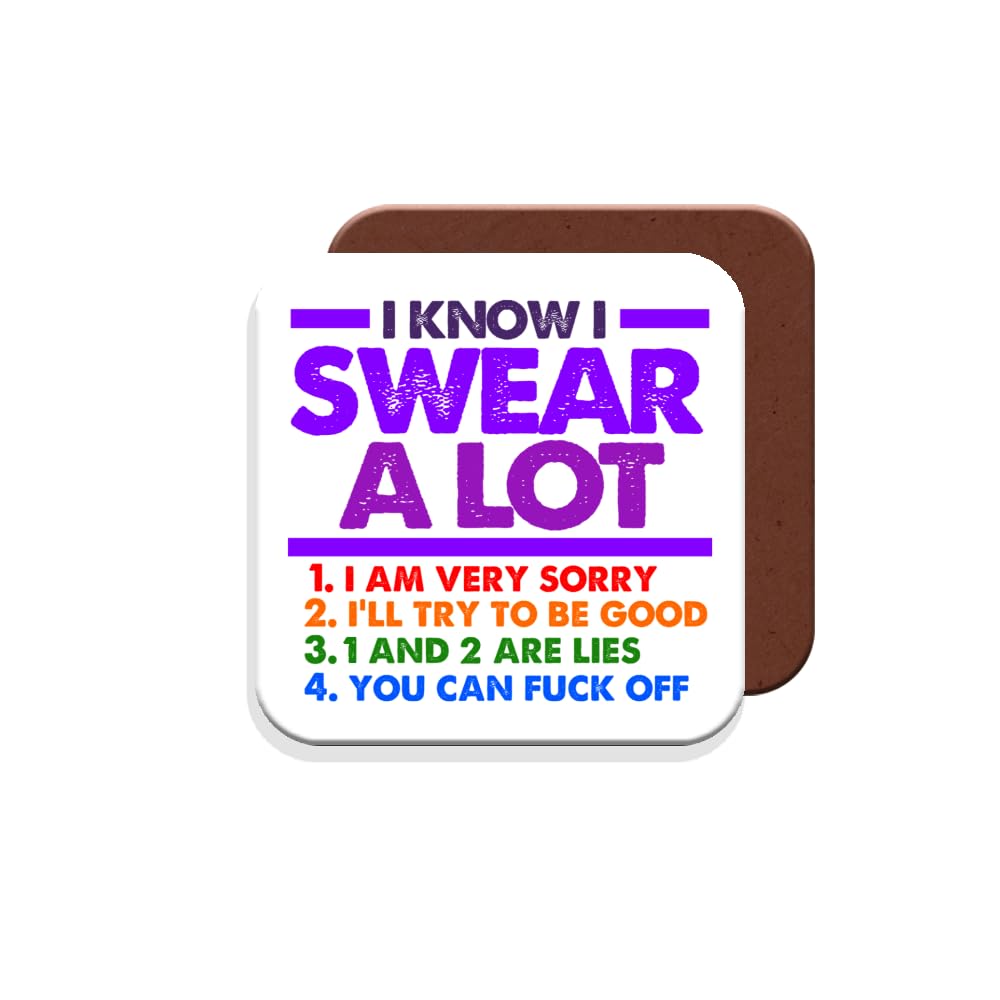 Muggz Coaster Work Colleague Funny Gift - I Know I Swear A Lot - Giftset - Made By In The Uk