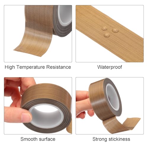 Image of MECCANIXITY 10m /33ft x 13mm /0.5in PTFE Tape, Brown, High Temp, Adhesive, Insulating, for Hand Sealers, Vacuum Sealers, Electrical Protection