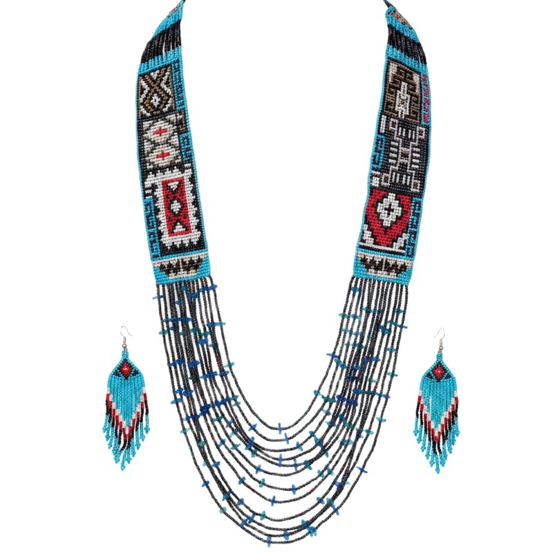 Joyería ucraniana con cuentas gerdan y pendientes étnicos artesanales multicolor