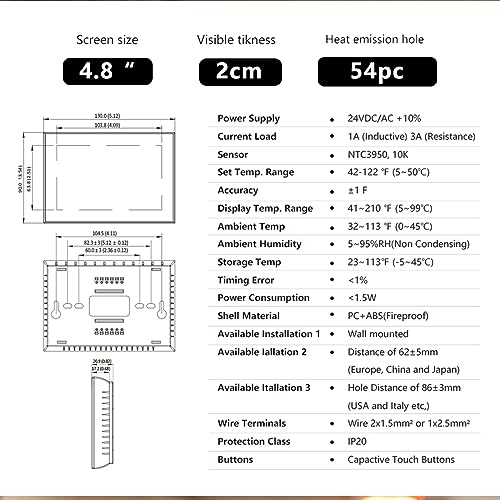 SHUAIGUO Termostato, termostato com bomba de calor inteligente WiFi, controlador de temperatura, tel