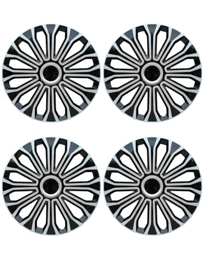 Image of ABX Hubcaps,16 inch hubcaps Set of 4, Wheel Rim Cover ABS Material, Snap On Car Truck SUV Replacement, for Toyota Camry Nissan Mazda etc, Black&Silver