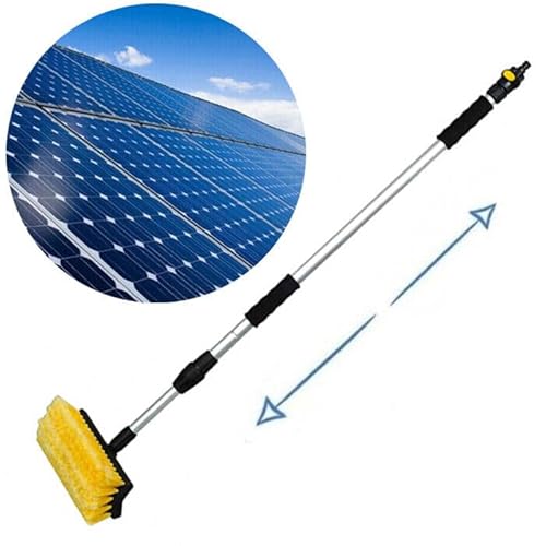 Generico Spazzolone per Lavaggio Pannelli Fotovoltaici, Scopa Telescopica Antigraffi per Pannelli Solari, Asta con Tubo ad Innesto Rapido Allungabile Fino a 1.80 Metri, con Spazzola 24x10 cm