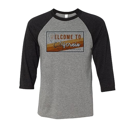 TeesAndTankYou Welcome to California Three-Quarter Raglan Sleeve Baseball Shirt Unisex miniatura 1