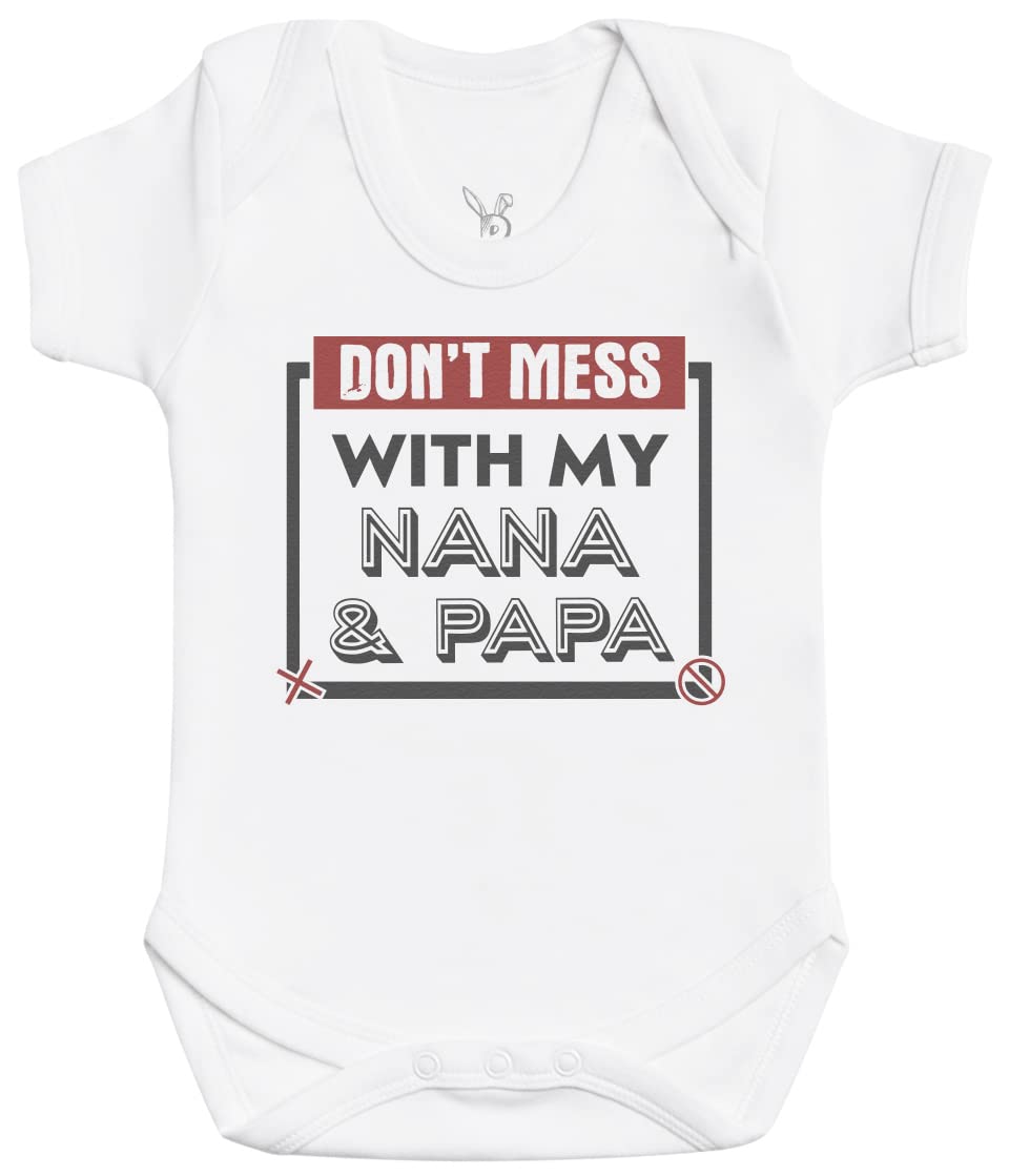 Baby Bunny Men's White Dont Mess Nana & Papa Baby Gift, Baby Boy Bodysuit, Baby Girl Bodysuit - 0-3 Months