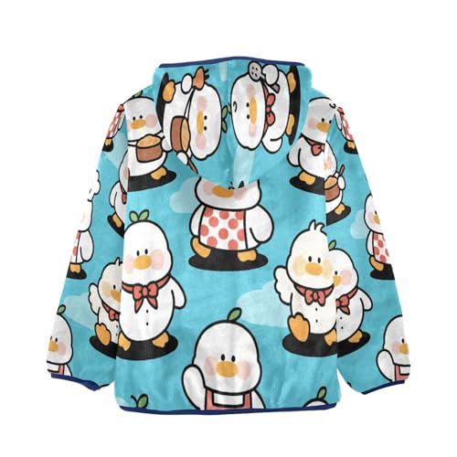 Cute Ducks Wearing Outfits Toddler Fleece Jacket Girl Boys Hooded Fleece Jacket Coat Warm Outwear Zip-up 3-10T2