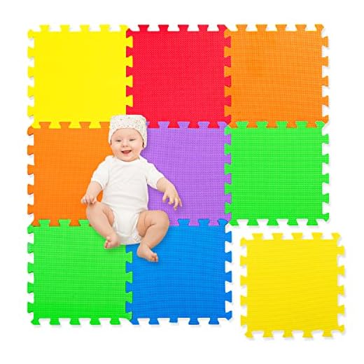 Non-Toxic Extra Thick 9 Piece Children Play Mat - Comfortable Cushiony Foam Floor Puzzle Mat, 6 Vibrant Colors for Kids & Toddlers