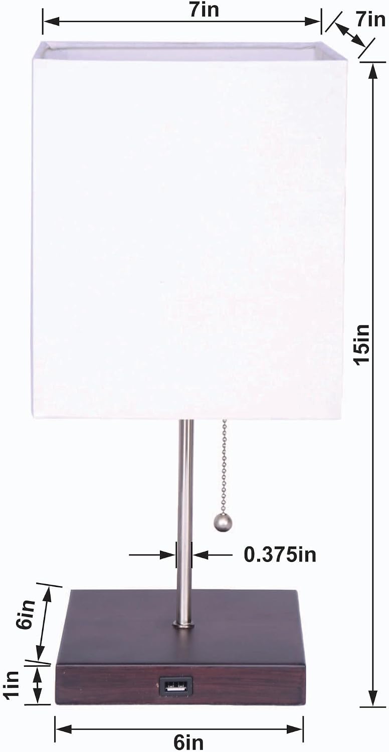 Chloe Bedside Lamp, Set of 2, USB Table Lamp, Nightstand Lamp with 2 USB Ports, Desk Lamp for Bedroom, Living Room, Small Table Lamp, White Linen Shade