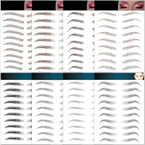 Eyebrow Tattoo Stickers 84 Pairs, 8 Sheets Eyebrow Temporary Tattoo Peel Off Sticker Waterproof 6D Hair-Like False Instant Transfer False Brows