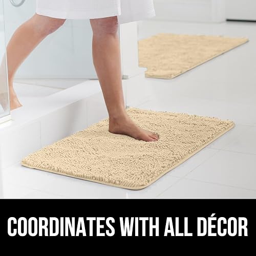Vista 198 de Gorilla Grip - Tapete de baño de 30” x 20”, de felpilla gruesa, suave y absorbente, secado rápido, de microfibra, con reverso de caucho, para piso