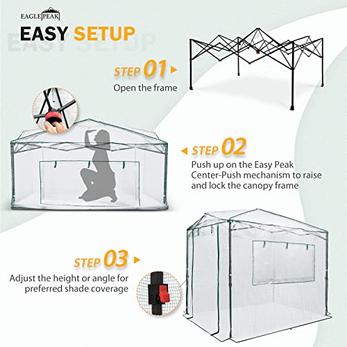 Image of EAGLE PEAK 8x6 Easy Setup Pop Up Greenhouse, Clear /White