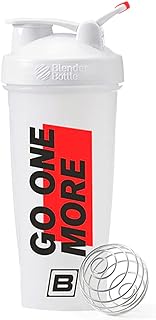 Go One More BlenderBottle Shaker Bottle, 28 oz Shaker Bottle with Wire Whisk, White