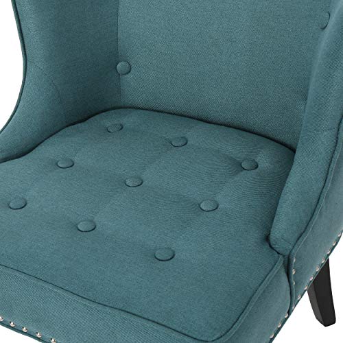 Gdfstudio Aria | Occasional Chair | Wing Back | Nail Head Accents | Button Tufted | Corded | Fabric In Dark Teal #TOP5