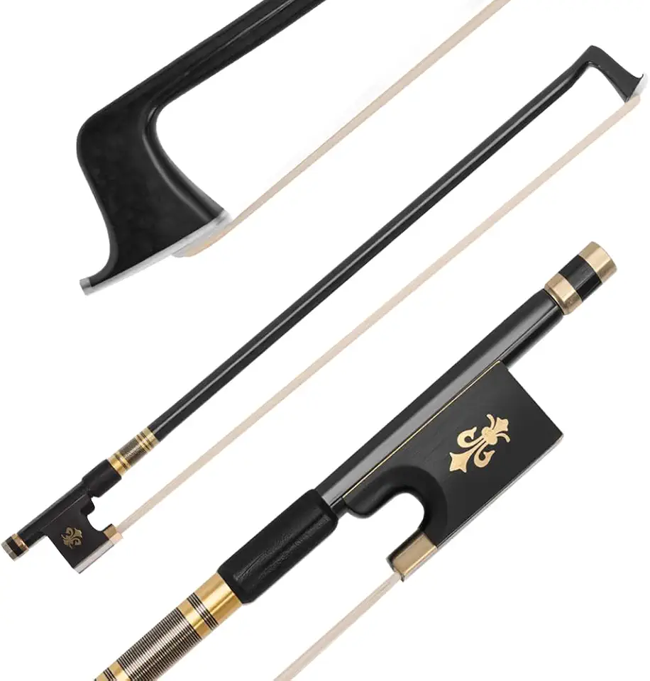 Arco Violino 4/4 Fibra de Carbono, Arco para Violino, Ebony Latao Esculpido