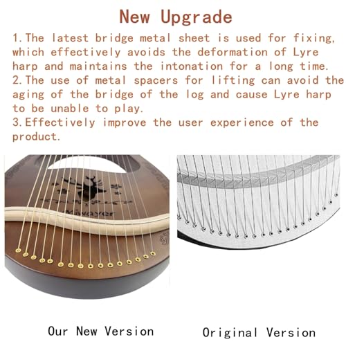 Miwayer Lyre Harp Kit 16 Strings Musical Instrument Mahogany Body Reindeer Totem Professional Harp Instrument with Accessories and Case (Brown) - Thumbnail 3