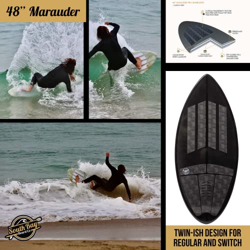 South Bay Board Co. - Pro Skimboard - 48" / 52" Skim Board Shapes - Best Performance Skimboards For Kids & Adults - Durable Poly Compressed Fiberglassed Body, Wax-Free Foam Top Deck Traction #TOP3