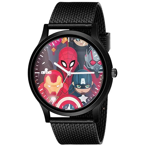 AROA Watch New Watch for Marvel Super Heroes Model : 408 Men Black Metal Type Rubber Analog Watch Black Dial for Men Stylish Watch for Boys (B0C3CT3B6J) Amazon Price History, Amazon Price Tracker