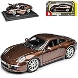 Aus Metall mit Plastikteilen Bburago Porsche 911 991 Carrera S Coupe Braun Ab 2011 1/24 Modell Auto mit individiuellem Wunschkennzeichen