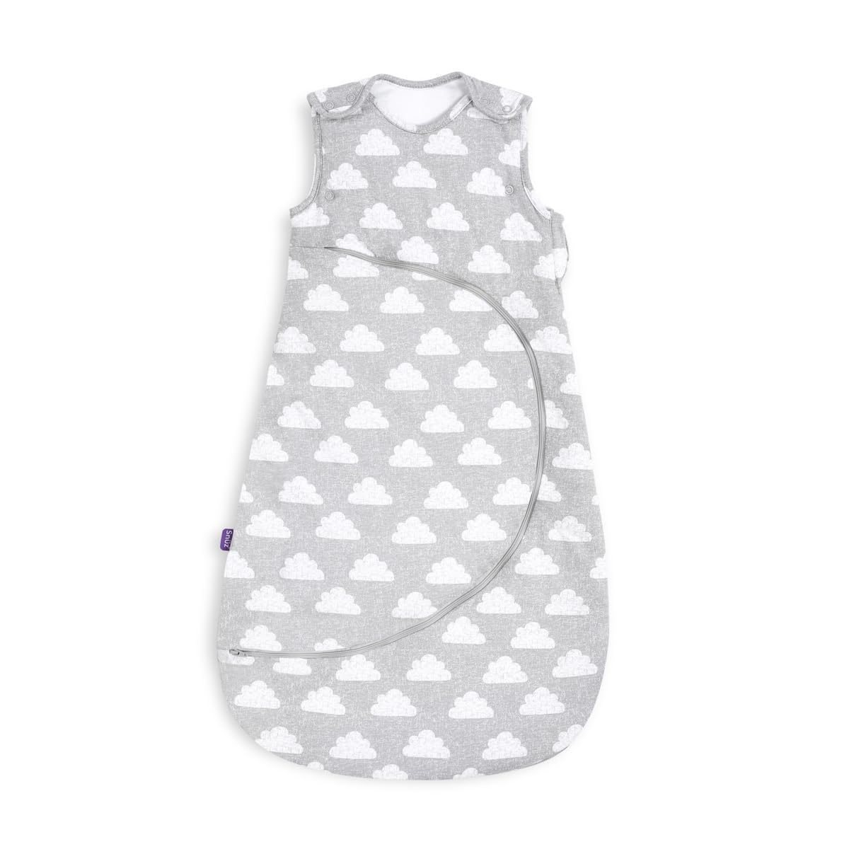 Snuz Baby Sleeping Bag with Nappy Zip - For Easy Nappy Changes, Super Soft Cotton Sleeping Bags with Easy Fit Poppers, Meets British Safety Standard, Cloud Nine, 1 Tog 6-18M
