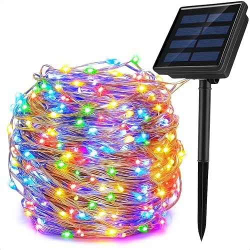 Image of AERYS Solar Fairy Color String Light 200 LEDs 22 Meter Inbuilt Rechargable Batery Waterproof 8 Mode Copper Wire for Garden Yard Balcony Diwali Christmas Party & Led Light (Colour Solar String Light)