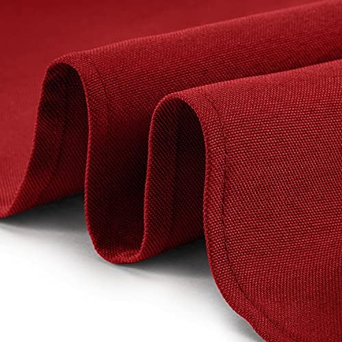 Trimming Shop 90 inch Table Cloth Spun Polyester Round Table Cover Protector Water-Resistant Spill Proof Circular Dining Table Cover for Christmas Wedding Birthday Indoor Outdoor Party, Red, 1pc