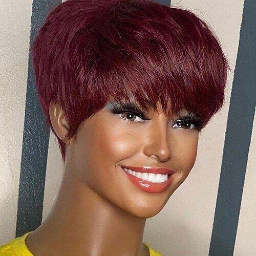 SiruKou Hair Short Red Wigs with Texture Short Pixie Wigs