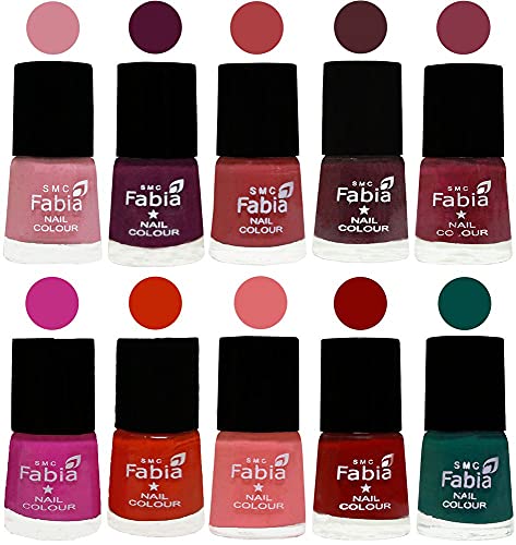 Image of ALL IN ONE (PACK OF 10), Long Lasting Glossy Nail Polish, 6 ml Each, All Vibrant Colours,02212