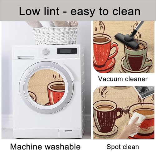 Tapis de chambre lavable rétro lignes café 200 cm avec dos antidérapant sécurisé